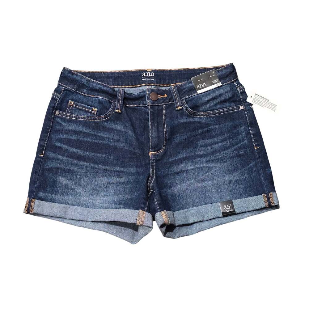 a.n.a A New Approach Women's Mid-Rise Cuffed Denim Shorts Dark Wash Size 4 NWT